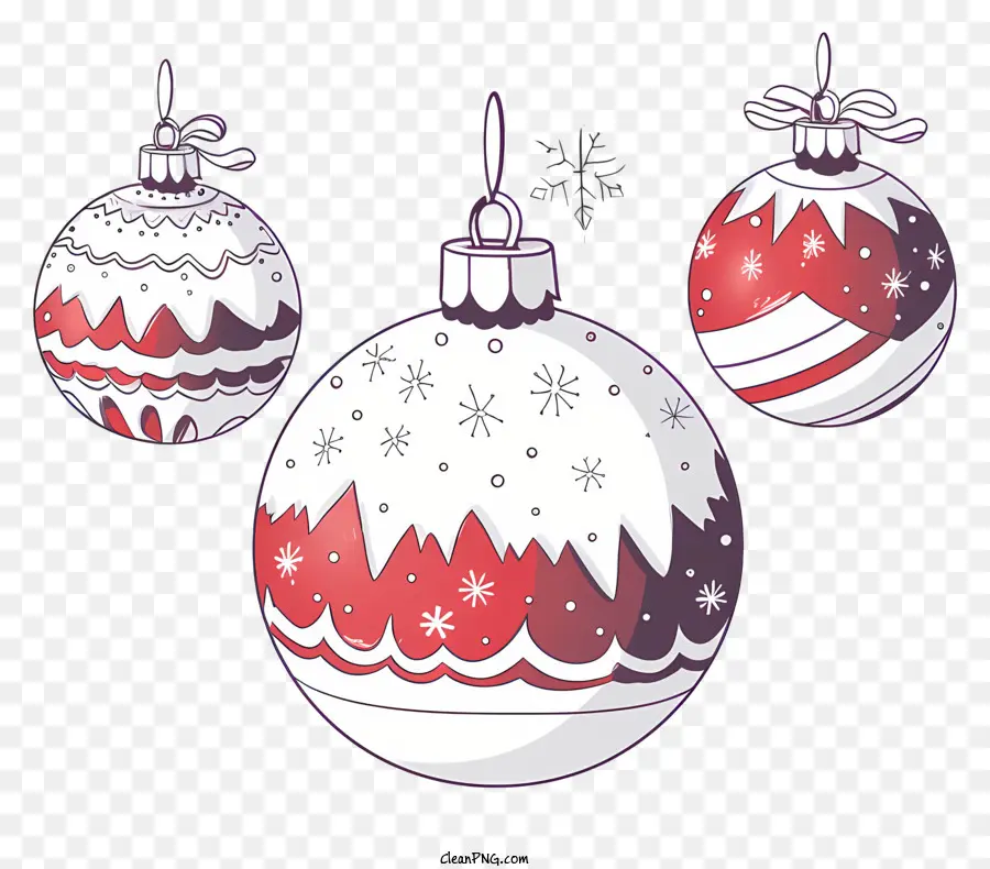 Christmas Ornaments，красный и белый орнамент PNG