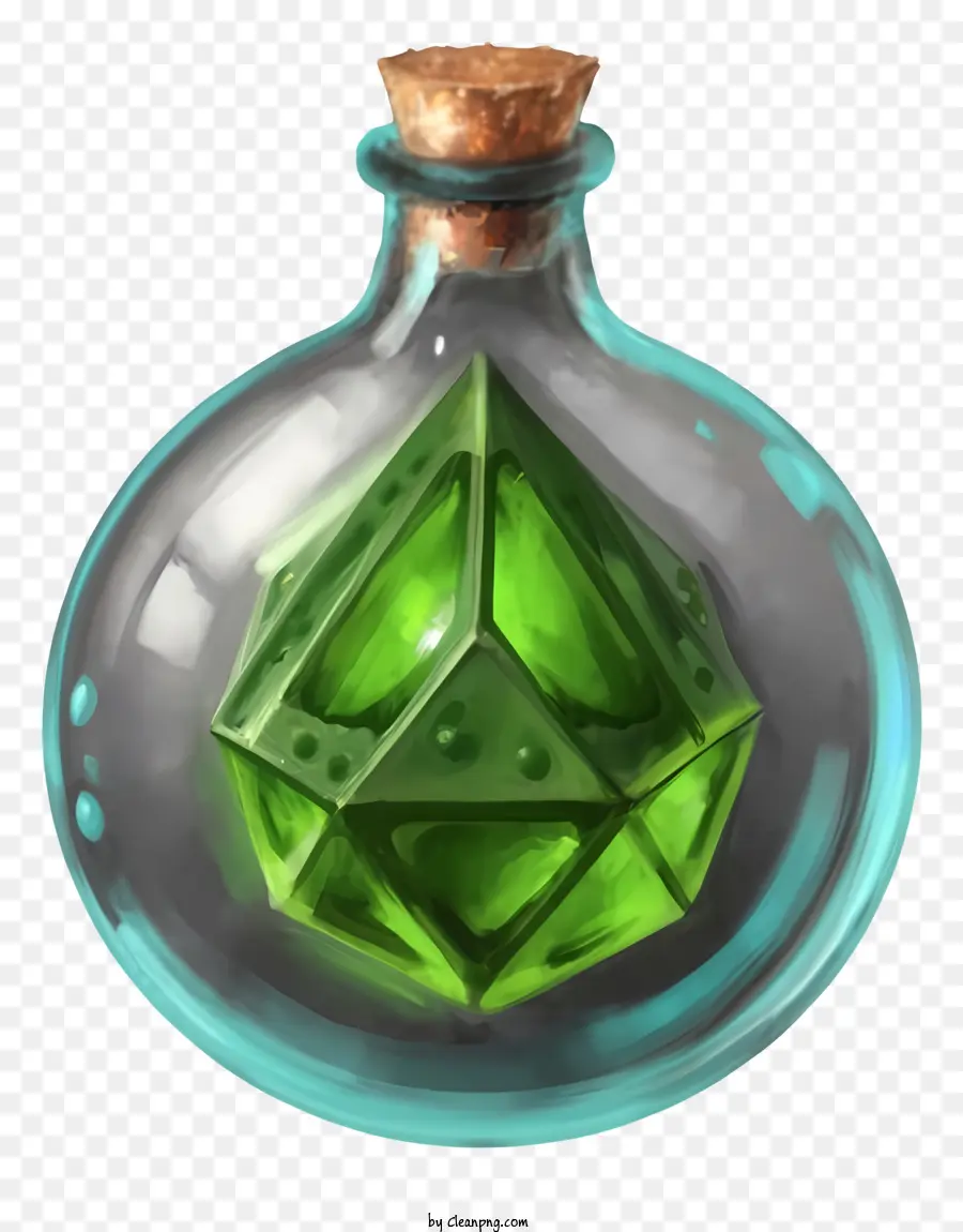 зеленый кристалл，стеклянная бутылка PNG