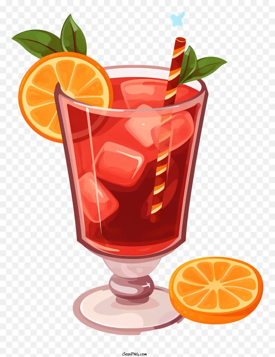 красный напиток，долька апельсина PNG