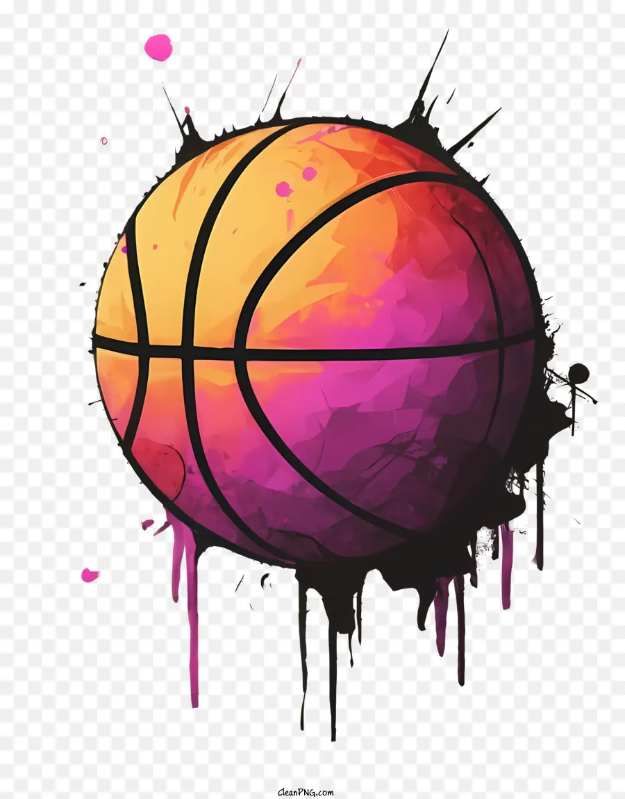Покрасьте брызг баскетбол，Красочный баскетбол PNG