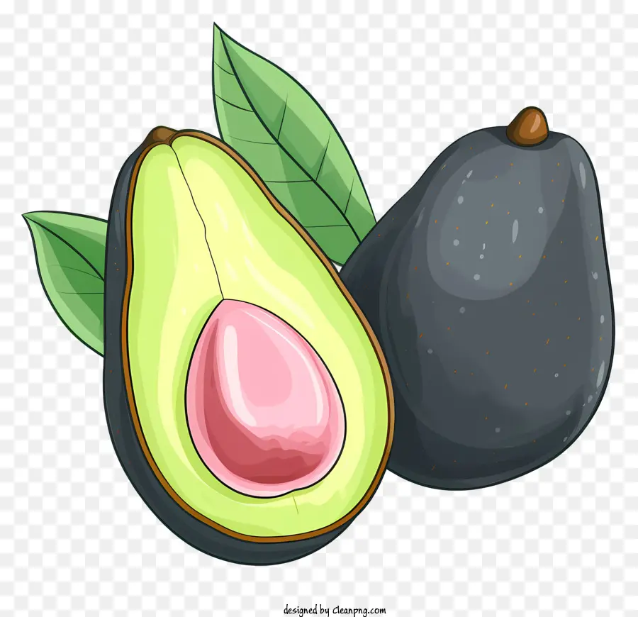 Черный авокадо，зрелый и зеленый авокадо PNG