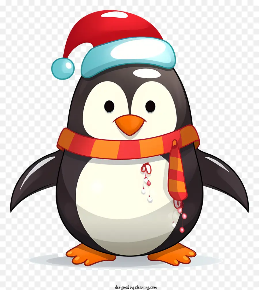 милый пингвин，красный шарф PNG