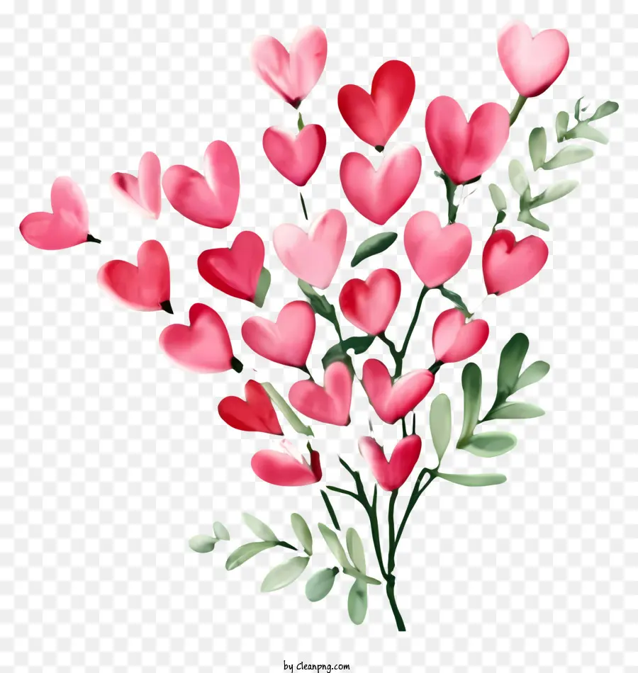 букет，Розовые цветы в форме сердца PNG