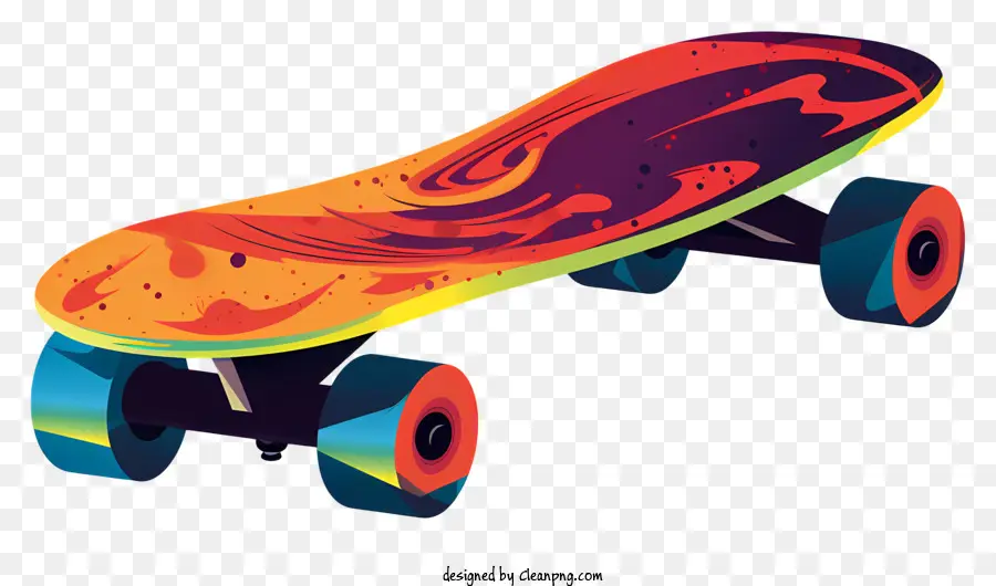 Скейтборд дизайн，Красочный скейтборд PNG