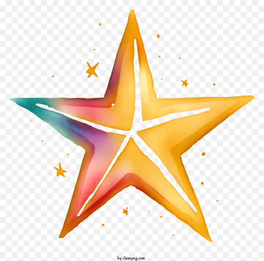 Золотая Звезда，акварельные краски PNG