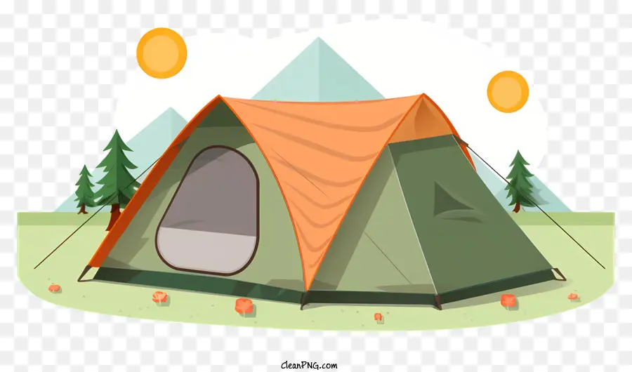 палатка，Оранжевая крыша PNG