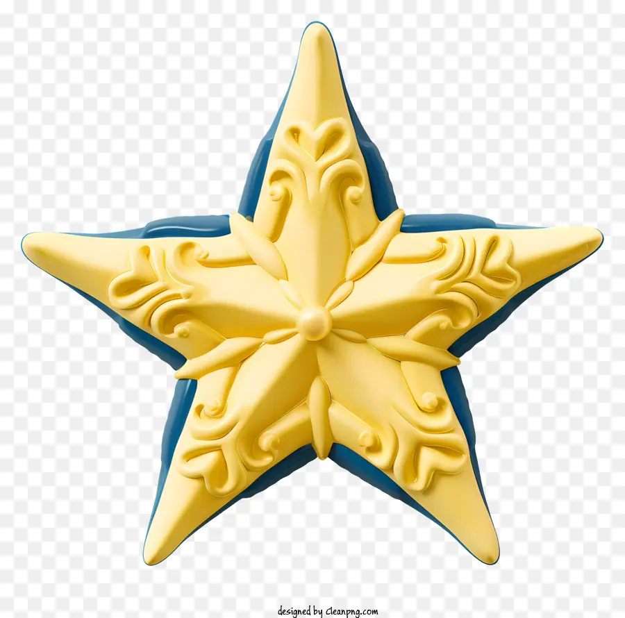 Желтая и синяя звезда，декоративная форма PNG