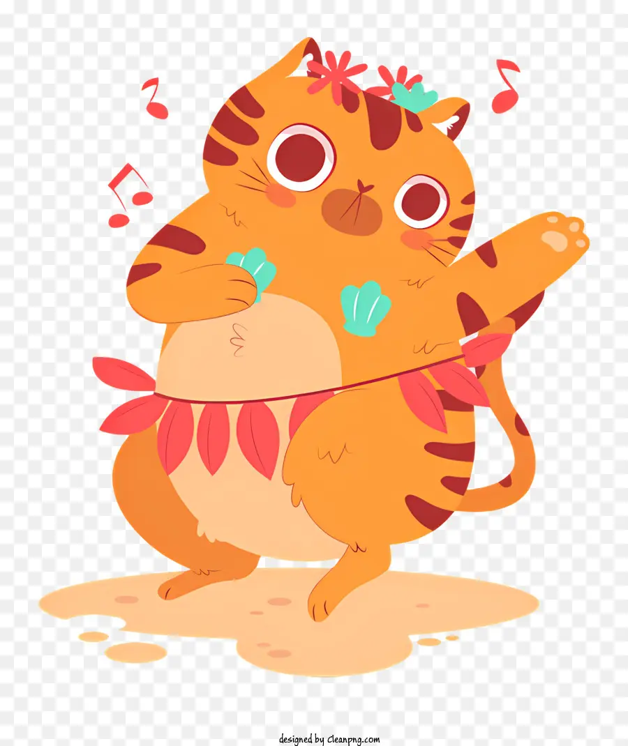 Симпатичная апельсиновая кошка，танцы кошка PNG