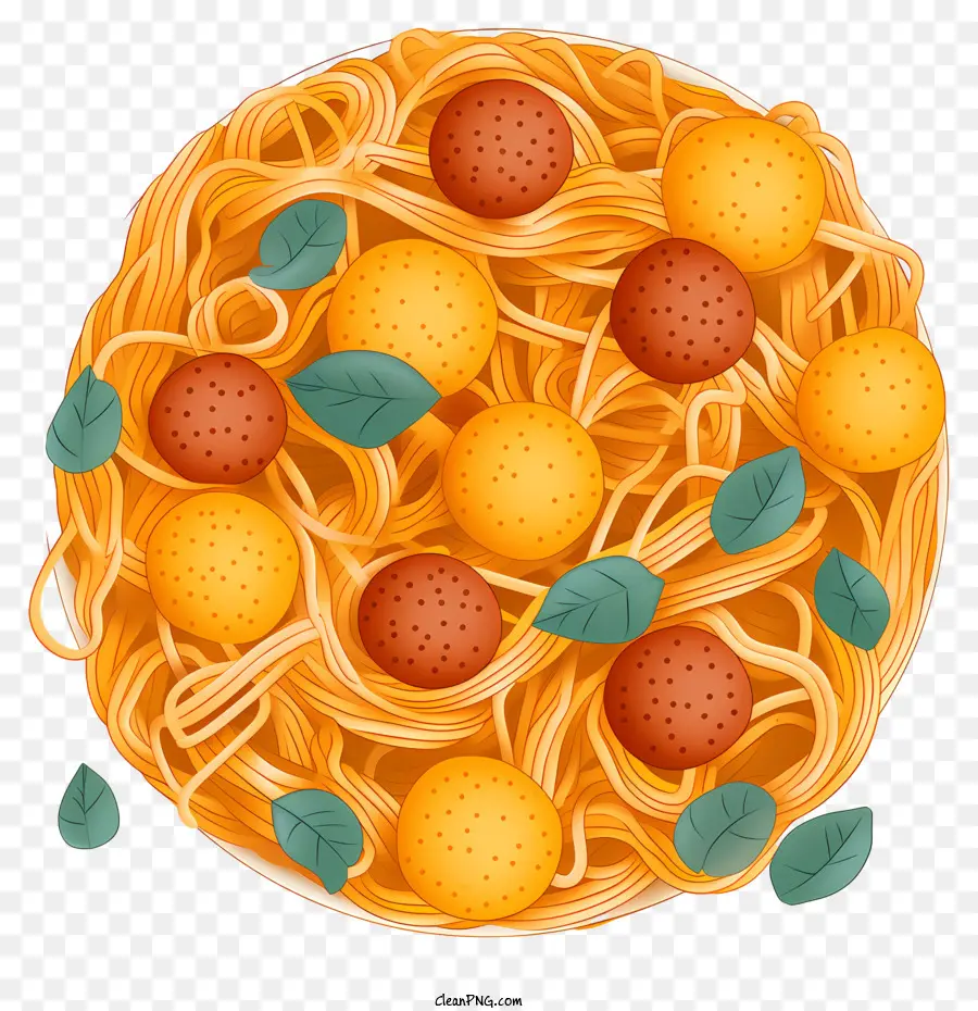 спагетти и фрикадельки，Зеленый салат PNG