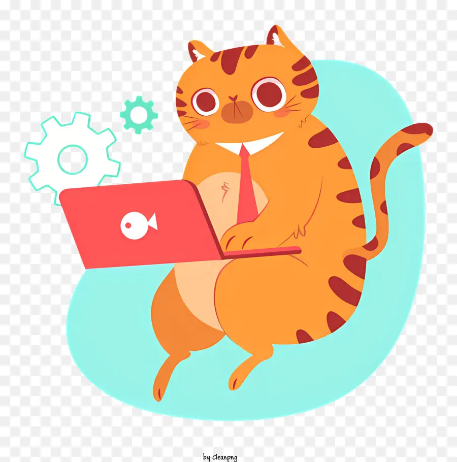 Кошка использует ноутбук，Кот в очках PNG