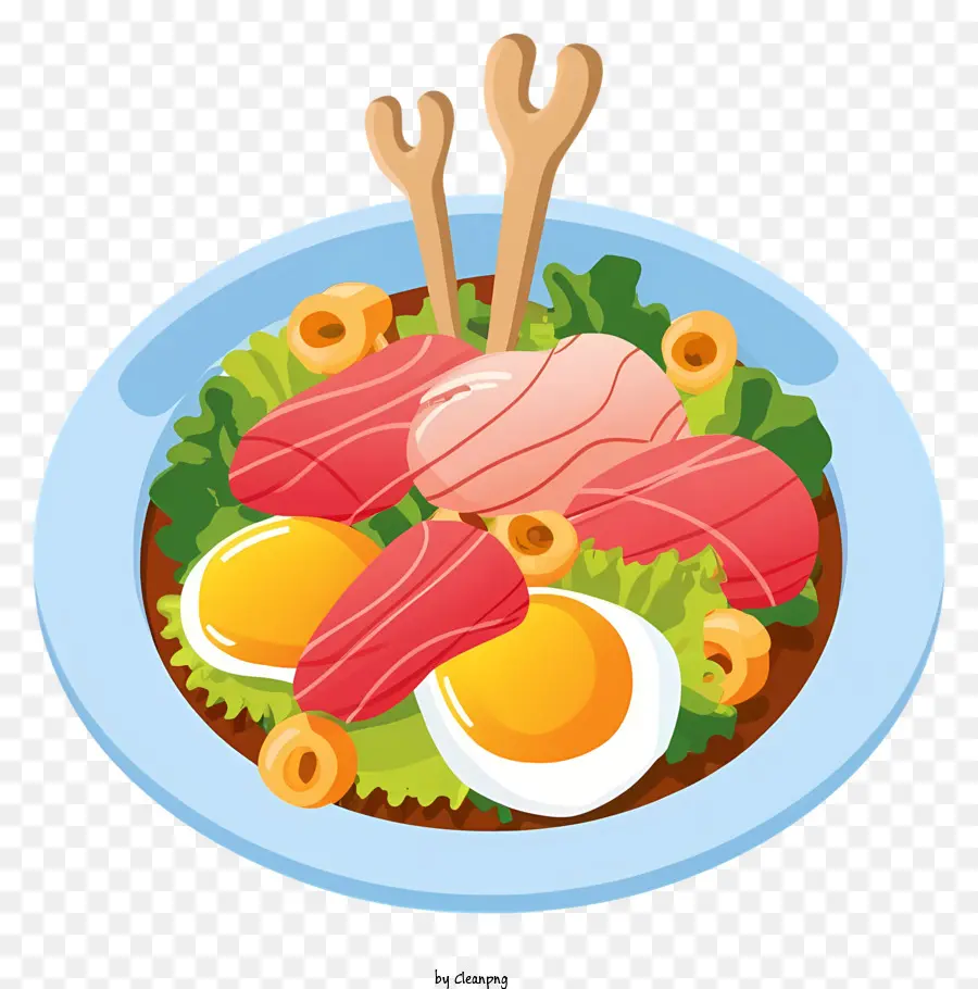 пищевая тарелка，Стейк и яйца PNG