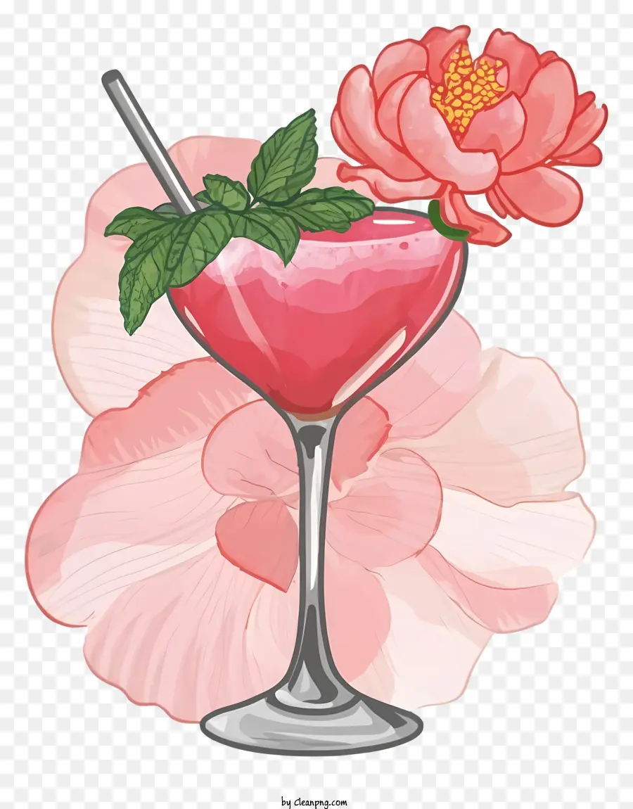 розовый коктейль，Розовая гарнир PNG
