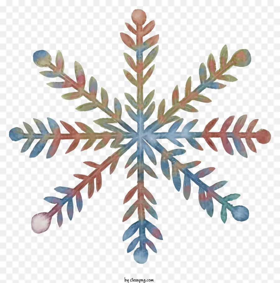 Снежинка，разноцветный рисунок PNG