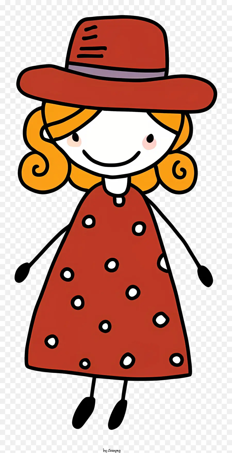 девочка мультфильм，красное платье PNG