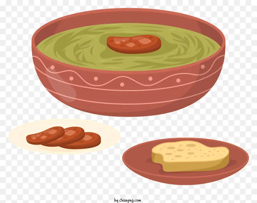 зеленый суп，тост PNG