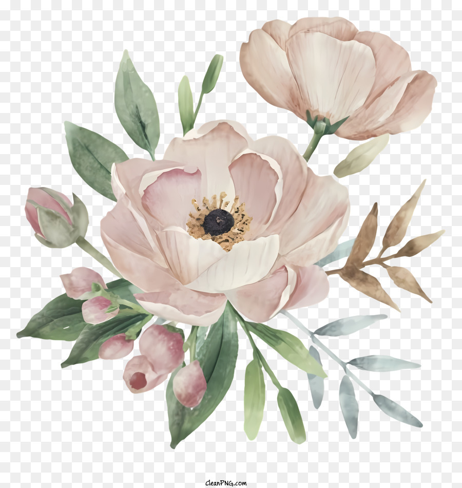 цветочная композиция，Розовые пион цветы PNG