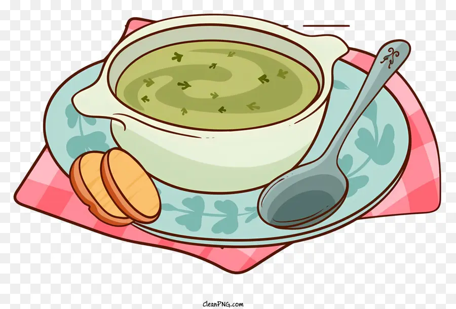 зеленый овощный суп，миска супа PNG