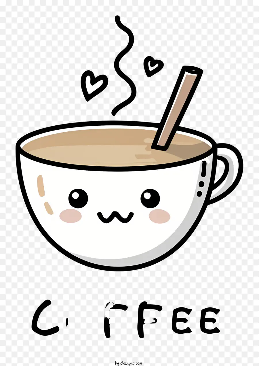 Симпатичная мультипликационная чашка кофе，Coffee Cup Coffee Cup в форме сердца PNG