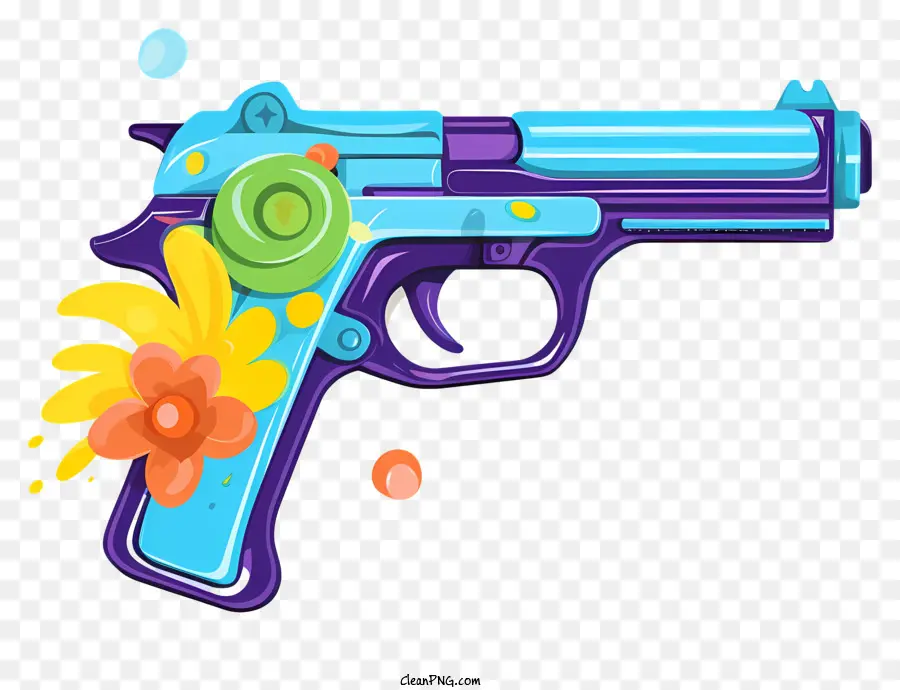синий пистолет，Цветочный пистолет PNG