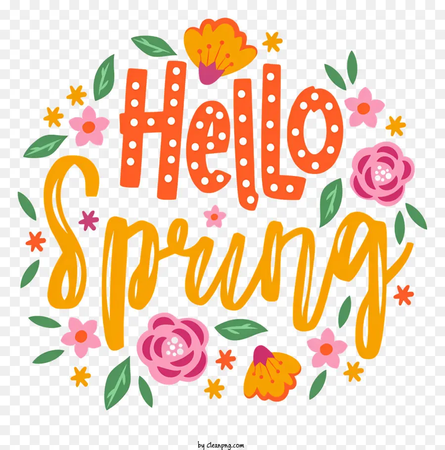 привет весна，цветочные кадр PNG