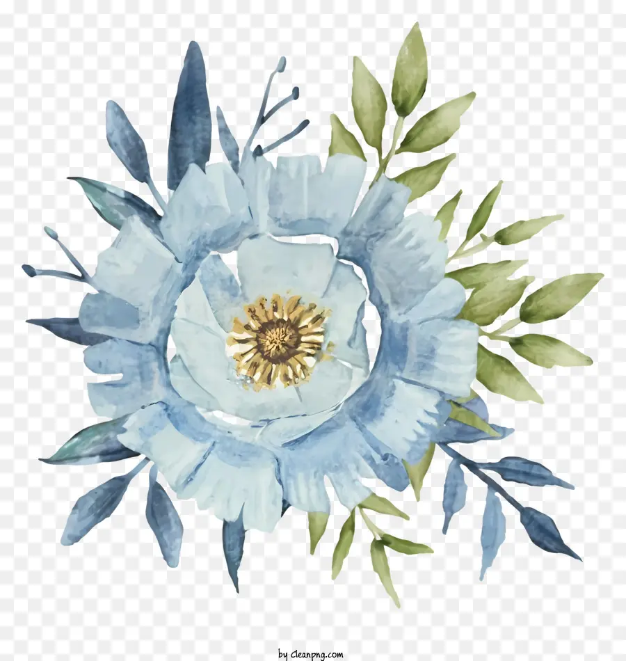 акварель цветок，Голубой цветок PNG