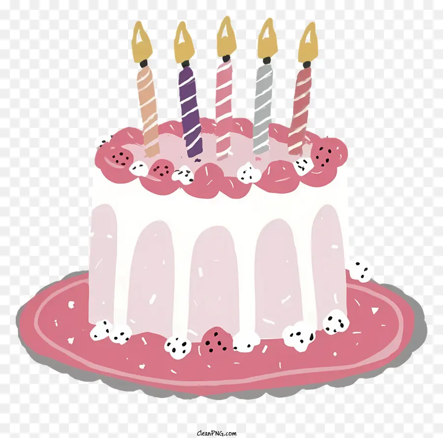 День рождения Торт，розовые свечи PNG