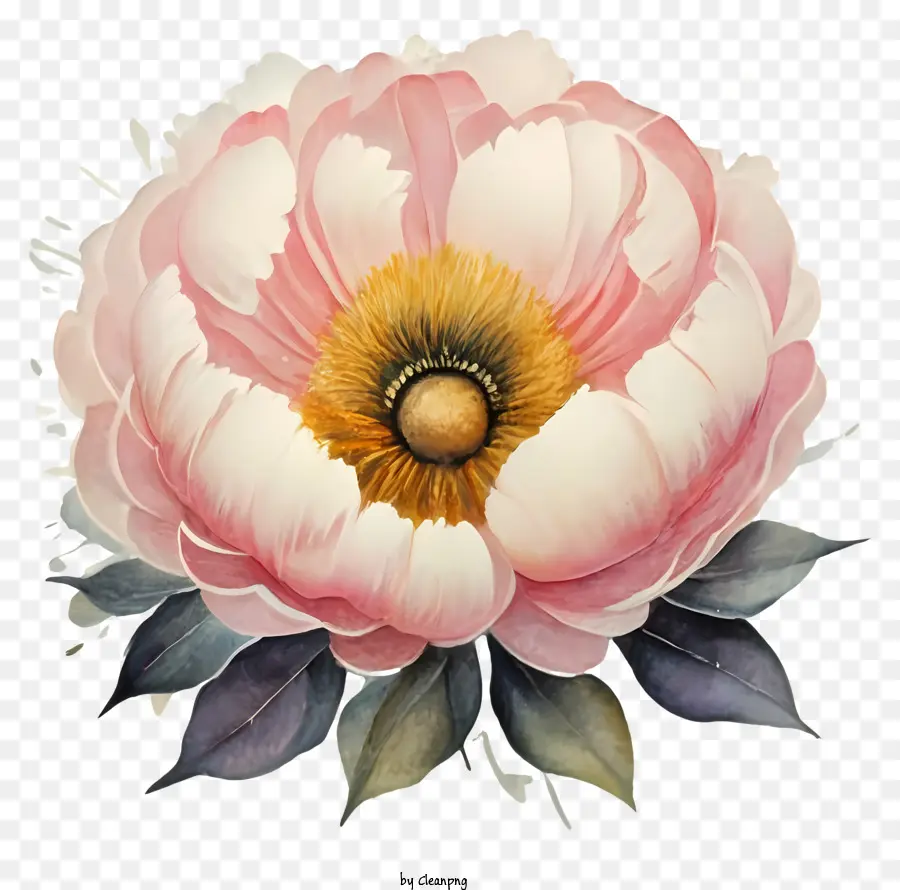 розовый пион，цветок живопись PNG