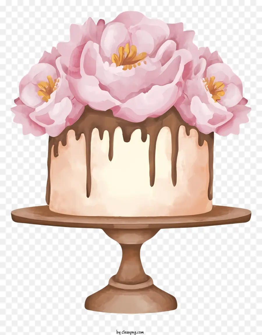 Торт，Розовые цветы PNG