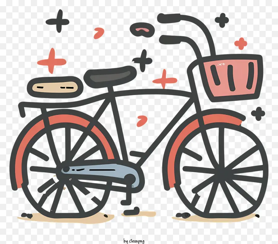 Мультипликационный велосипед，Велосипед с корзиной PNG