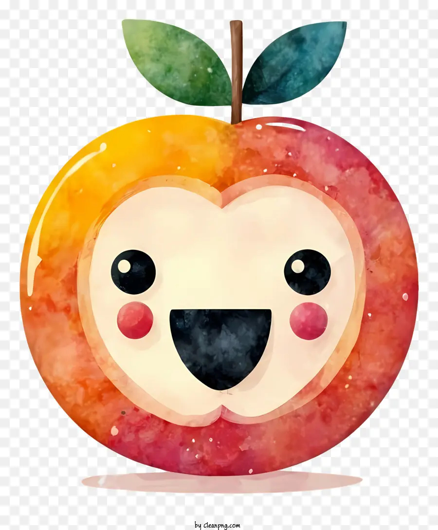 Яблочная смайлика，Симпатичное нарисованное яблоко PNG