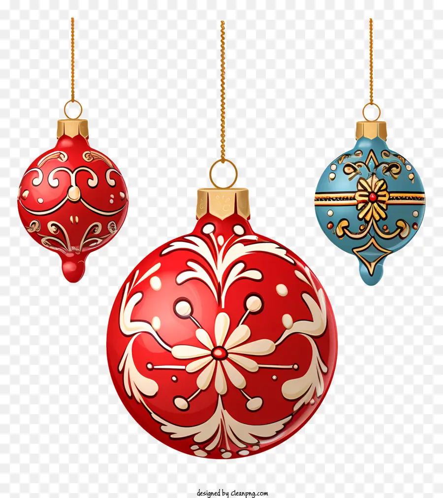 Christmas Ornaments，красное и синее украшение PNG