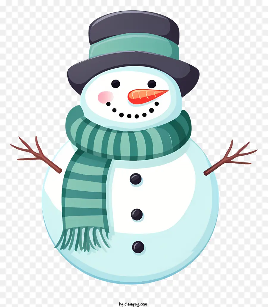Снеговик，зеленый шарф PNG