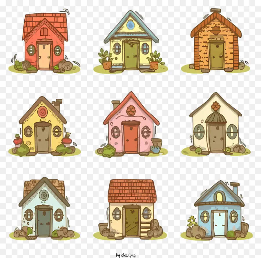 маленькие домики，разные дизайны PNG