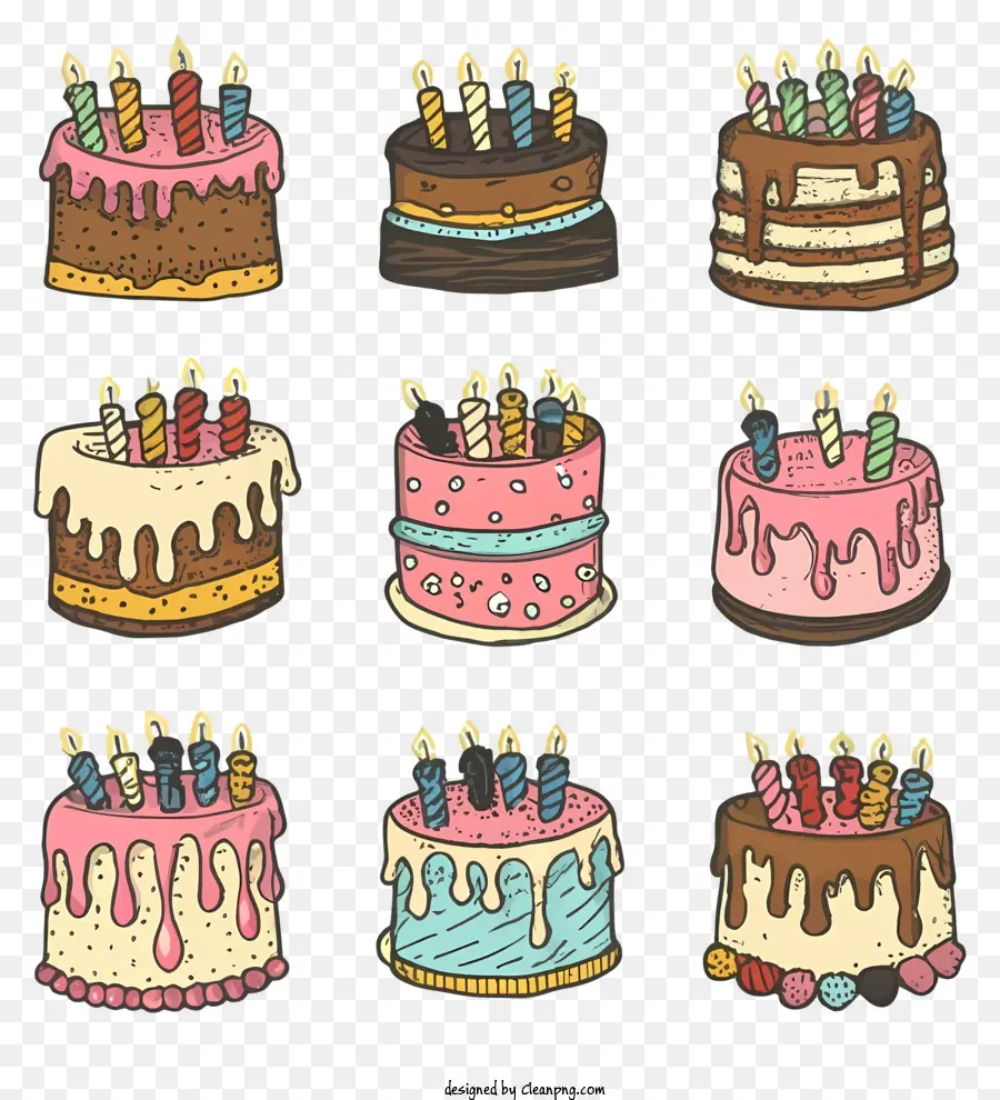 Торты ко дню рождения，свечи PNG