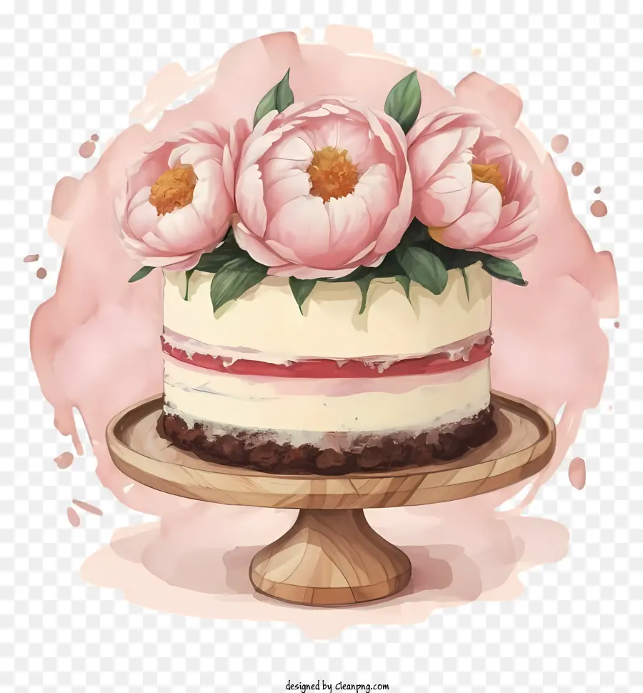 Торт с розовыми розами，розовый торт с розами PNG