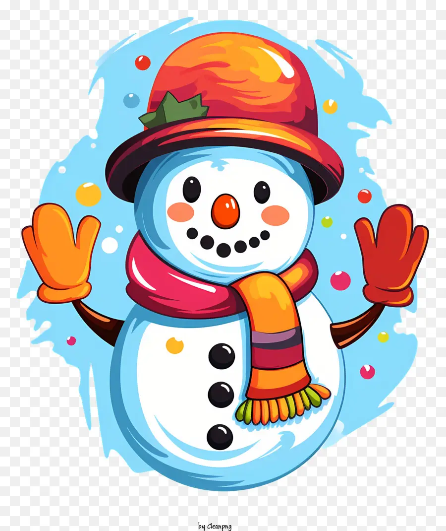 Снеговик，красочный шарф PNG