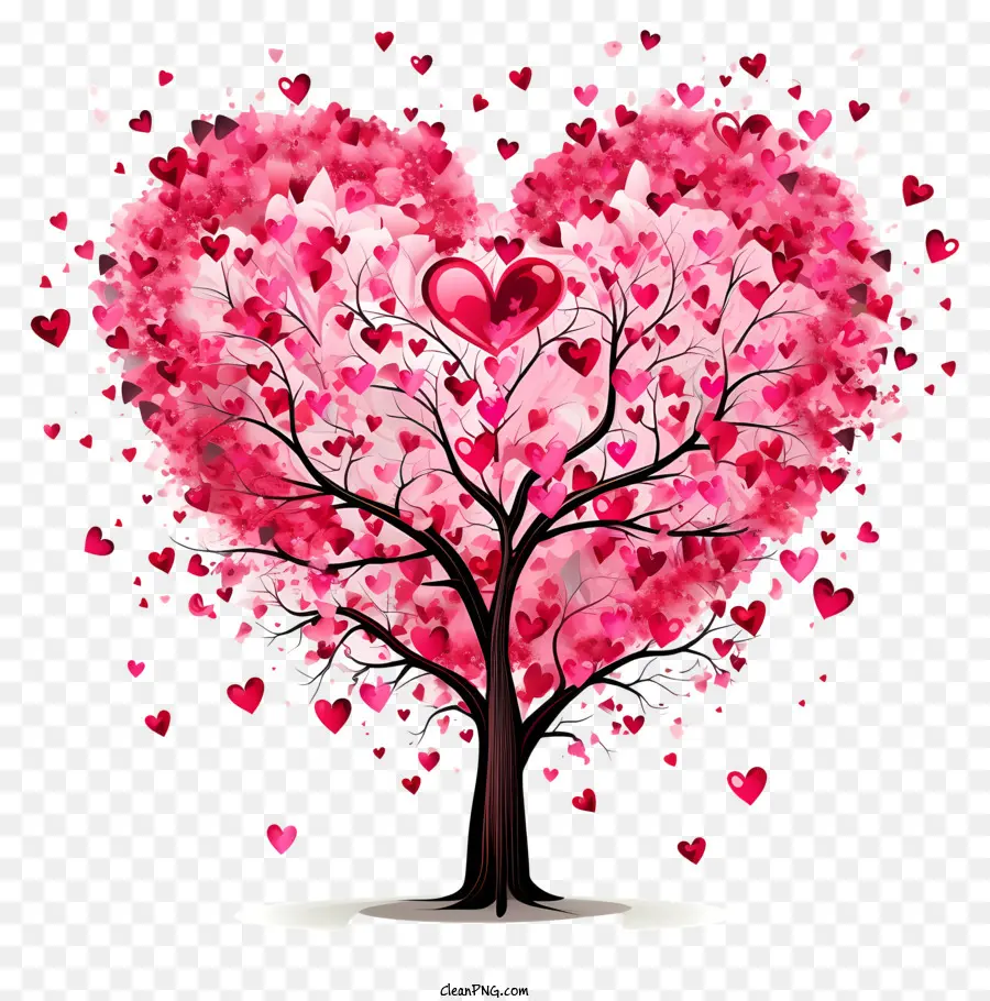 Дерево в форме сердца，любовь и привязанность PNG