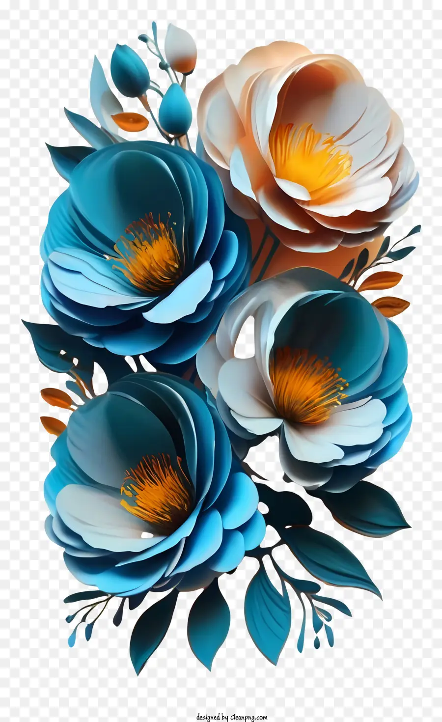 Bouquet Of Flowers，синий PNG