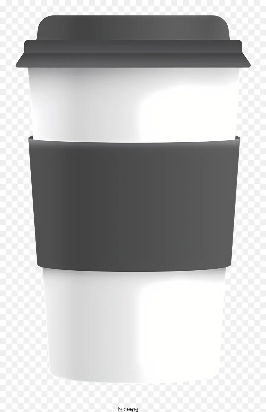 Белая бумажная чашка，черная крышка PNG