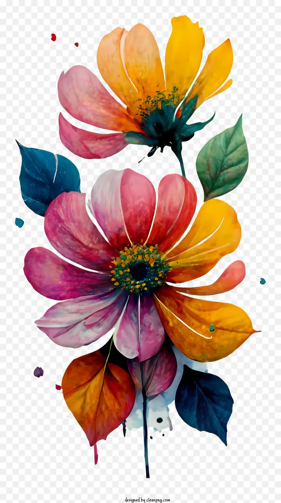 акварельные картины，Красочные цветы PNG