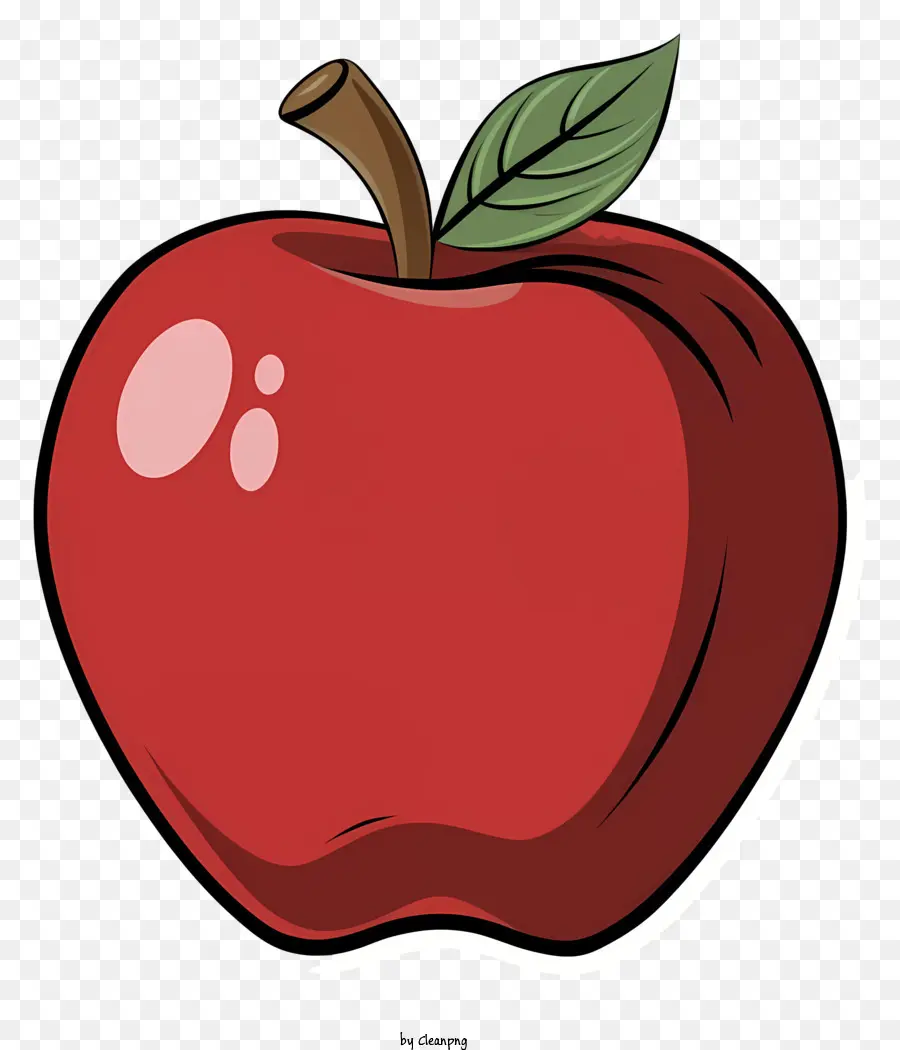 красное яблоко，зеленый стебель PNG