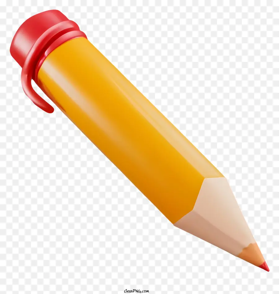 желтый карандаш，Красная пластиковая крышка PNG