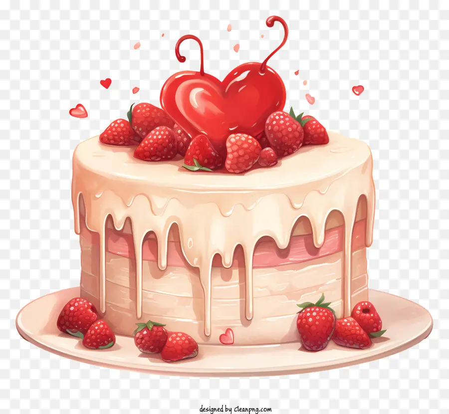 Торт，красное сердце PNG