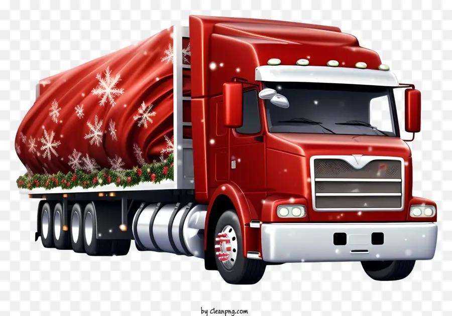 Красный полурозок，Рождественский грузовик PNG