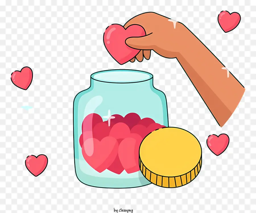 Банку，розовые конфеты в форме сердца PNG