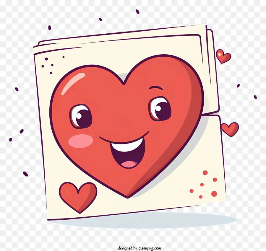 Сердце в форме бумаги，улыбающееся лицо PNG