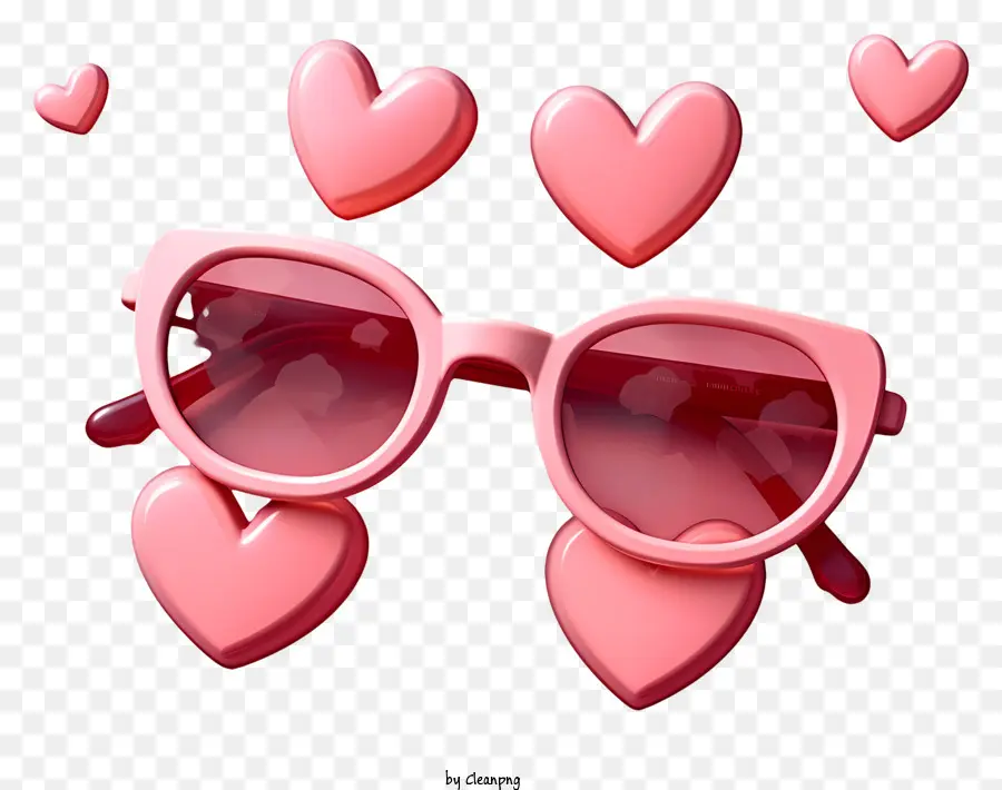 Сердечные солнцезащитные очки，розовые аксессуары сердца PNG