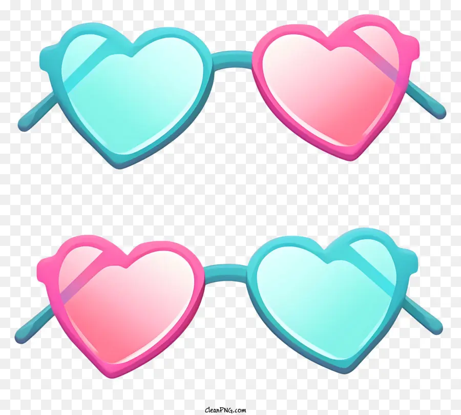 Сердечные солнцезащитные очки，розовые и синие солнцезащитные очки PNG