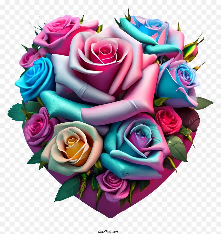 Heartshaped розы，Цветные розы PNG