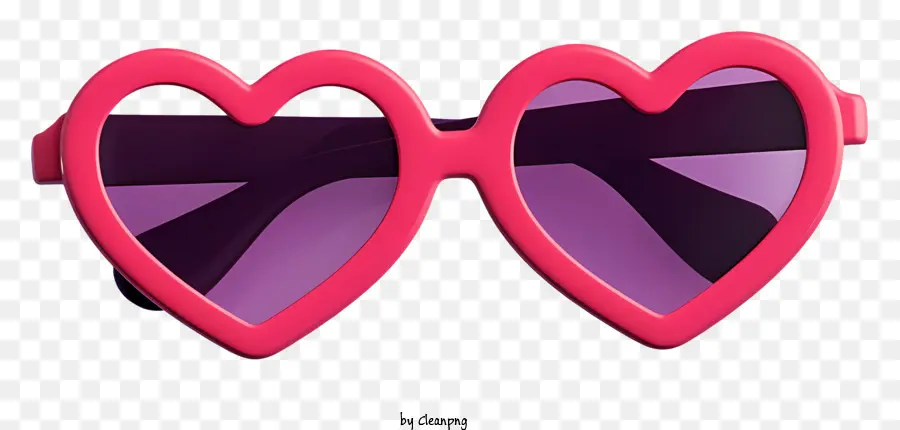 Розовые солнцезащитные очки в форме сердца，фиолетовые линзы PNG